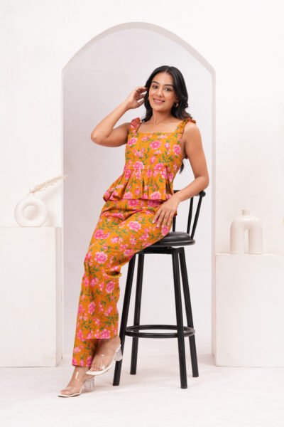 Yellow Floral Cotton Co-ord Set – Sunshine Bloom