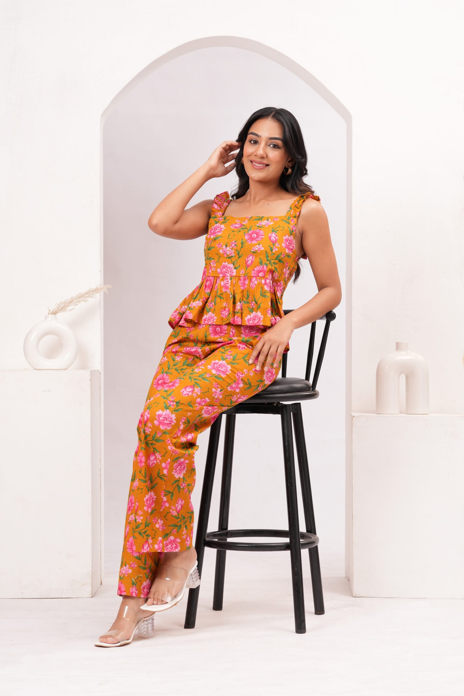Yellow Floral Cotton Co-ord Set – Sunshine Bloom