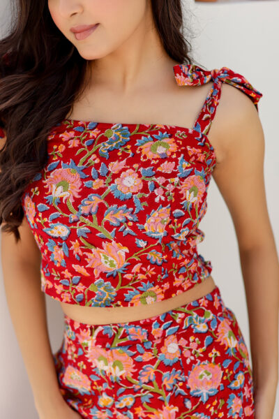 Handloom Cotton Co-ord Set for Women – Cherry Crush