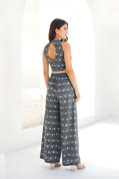 Grey Printed Co-ord Set for Women – Midnight Muse