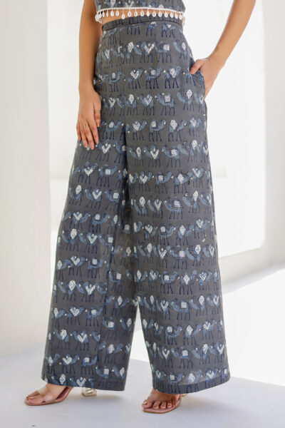 Grey Printed Co-ord Set for Women – Midnight Muse