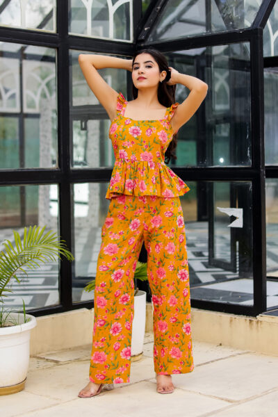 Yellow Floral Cotton Co-ord Set – Sunshine Bloom