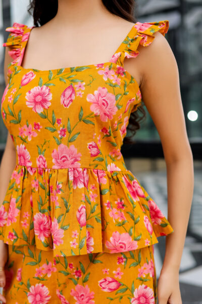 Yellow Floral Cotton Co-ord Set – Sunshine Bloom