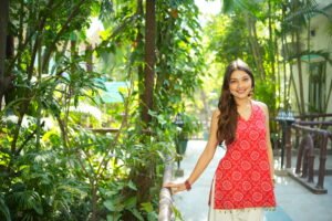 Red designer short kurti