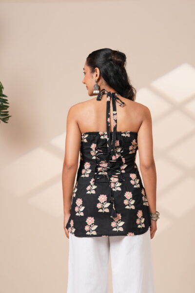 Black petals elegance helter style short kurti