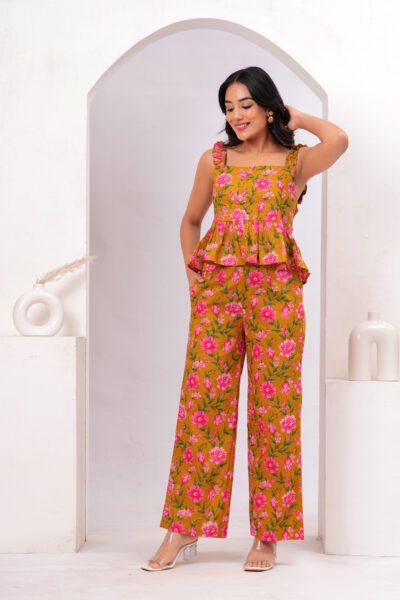 Yellow Floral Cotton Co-ord Set – Sunshine Bloom