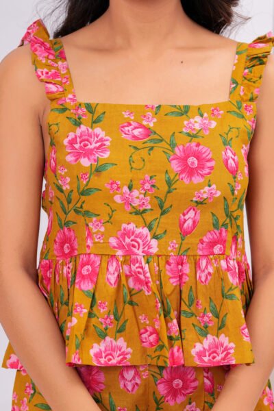 Yellow Floral Cotton Co-ord Set – Sunshine Bloom