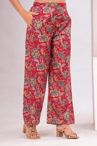 Women Red Floral Printed Sleeveless Cotton Co-Ord Set