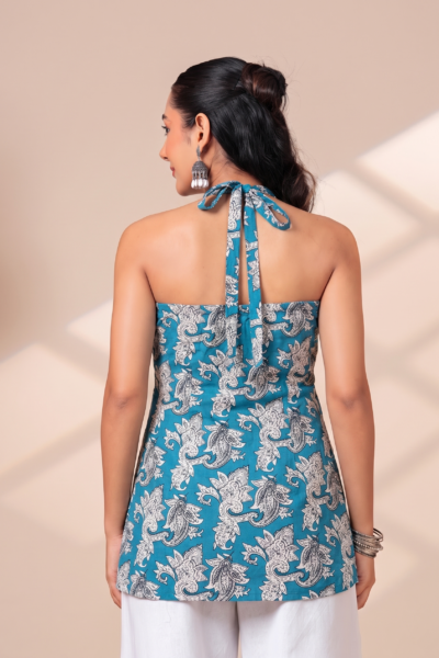 BOLBO Paisley Printed Halter Neck Pure Cotton Kurti